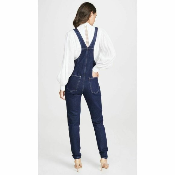 WeWoreWhat Basic Overalls Jeans Dark Wash - Picture 5 of 7